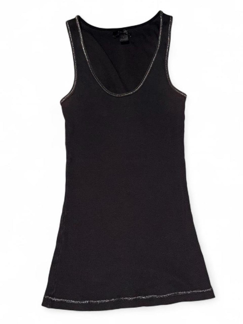 Express Black Ribbed Tank Top with Subtle Shine